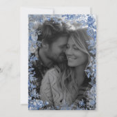 Elegant Blue Toile Photo Save the Date Kaart (Achterkant)