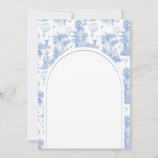 Elegant Blue Toile Safari Boy Baby shower Bedankkaart (Achterkant)