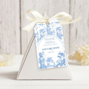 Elegant Blue Toile Safari Boy Baby shower Cadeaulabel