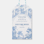 Elegant Blue Toile Safari Boy Baby shower Cadeaulabel (Voorkant)