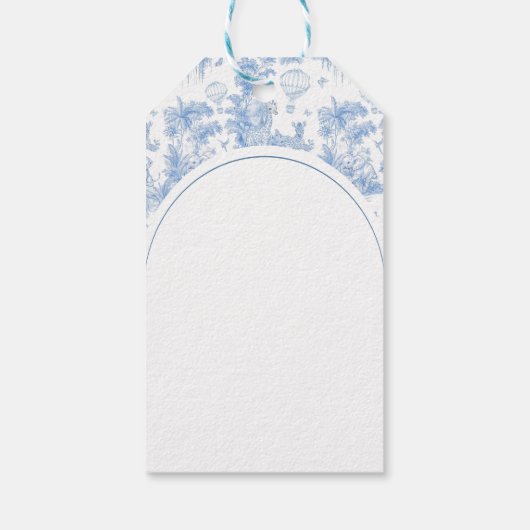 Elegant Blue Toile Safari Boy Baby shower Cadeaulabel (Achterkant)