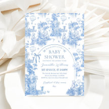 Elegant Blue Toile Safari Boy Baby shower