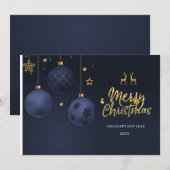 Elegant Blue Traditional Merry-kerstkaart Feestdagenkaart (Voorkant / Achterkant)