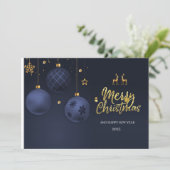 Elegant Blue Traditional Merry-kerstkaart Feestdagenkaart (Staand voorkant)