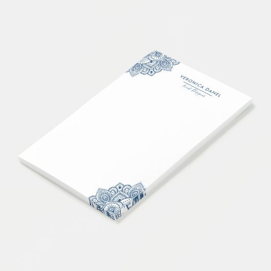 Elegant Blue Tribal Mandala Lace Design Post-it® Notes (Schuin)