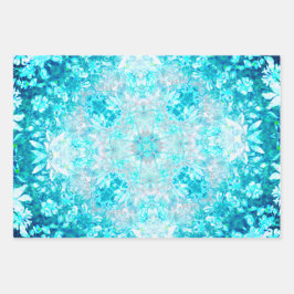 Elegant Blue Turquoise Sky Crystal Mandala Inpakpapier Vel