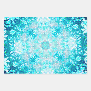 Elegant Blue Turquoise Sky Crystal Mandala Inpakpapier Vel