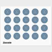 Elegant Blue Typographic Ronde Sticker (Vel)