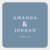 Elegant Blue Typographic Thank You Vierkante Sticker (Voorkant)