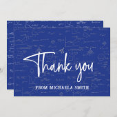 Elegant Blue Typography Wiskunde Formulas Afstuder Bedankkaart (Voorkant / Achterkant)