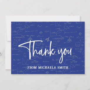 Elegant Blue Typography Wiskunde Formulas Afstuder Bedankkaart