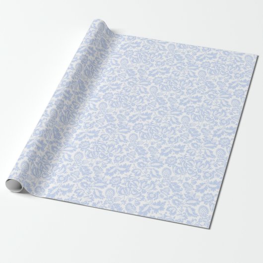 Elegant Blue Venetian Floral Botanical Cadeaupapier (Uitgerold)