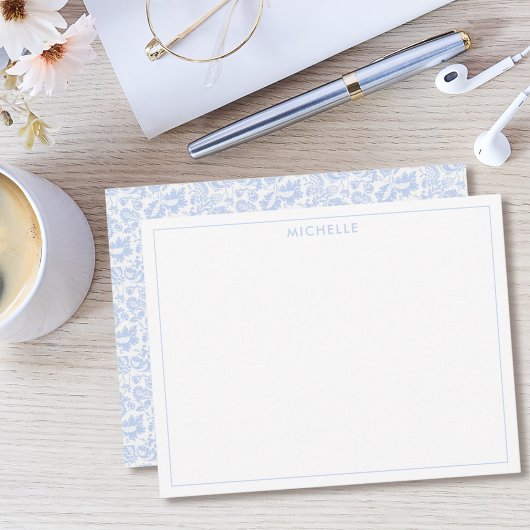 Elegant  Blue Venetian Floral Botanical Notitiekaartje