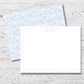 Elegant  Blue Venetian Floral Botanical Notitiekaartje