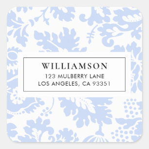 Elegant  Blue Venetian Floral Botanical Vierkante Sticker