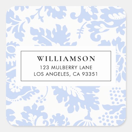 Elegant  Blue Venetian Floral Botanical Vierkante Sticker (Voorkant)