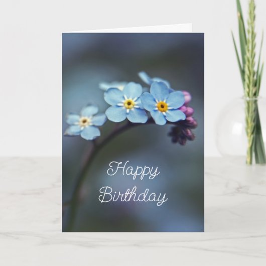 Elegant Blue, vergeet-me-nots Flowers Happy Birthd Kaart (Voorkant)