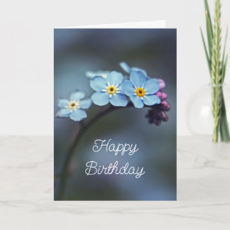 Elegant Blue, vergeet-me-nots Flowers Happy Birthd Kaart