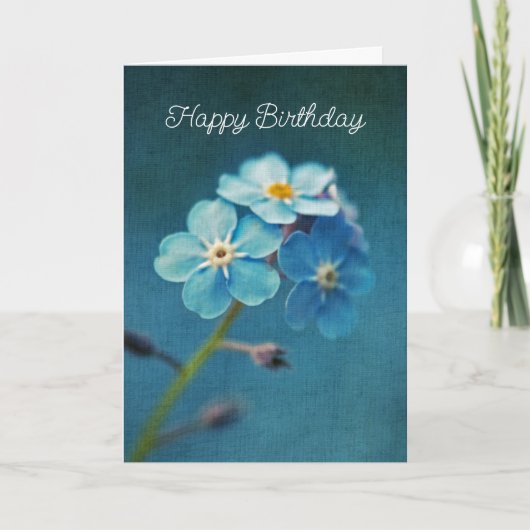 Elegant Blue, vergeet-me-nots Flowers Happy Birthd Kaart (Voorkant)