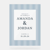 Elegant Blue Vertical Stripes Acryl Bord (Voorkant)