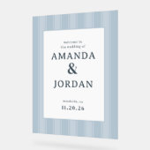 Elegant Blue Vertical Stripes Acryl Bord (Hoek)