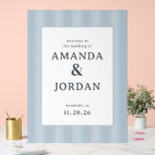 Elegant Blue Vertical Stripes Acryl Bord (Huwelijk)