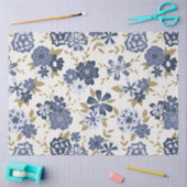 Elegant Blue Vine Floral Pattern Tissuepapier (Craft)