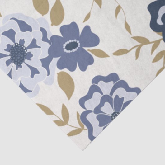 Elegant Blue Vine Floral Pattern Tissuepapier (Detail)