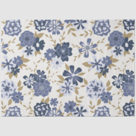 Elegant Blue Vine Floral Pattern Tissuepapier