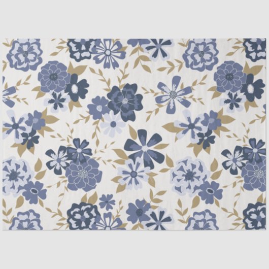 Elegant Blue Vine Floral Pattern Tissuepapier (Voorkant)