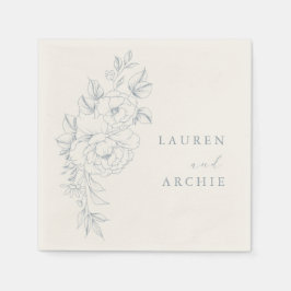 Elegant Blue Vintage Floral Wedding Servet