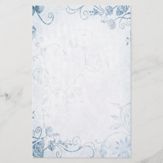 Elegant Blue Vintage Wedding Briefpapier (Voorkant)