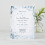 Elegant Blue Vintage Wedding Kaart (Staand voorkant)