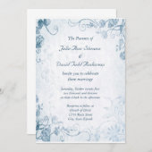 Elegant Blue Vintage Wedding Kaart (Voorkant / Achterkant)