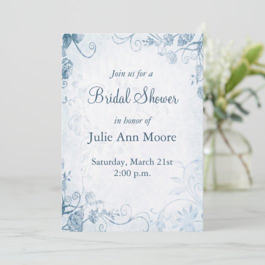 Elegant Blue  Vrijgezellenfeest Kaart (Staand voorkant)