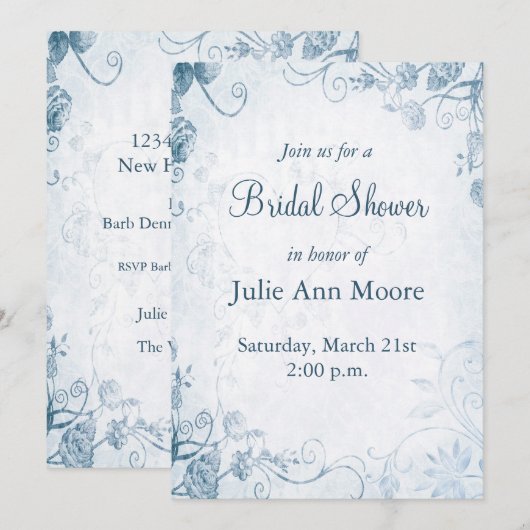 Elegant Blue  Vrijgezellenfeest Kaart (Voorkant / Achterkant)