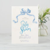 Elegant Blue Watercolor Baby Shower Invitation Kaart (Staand voorkant)