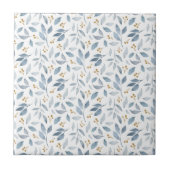 Elegant Blue Watercolor Botanical Pattern Tegeltje (Voorkant)