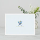 Elegant Blue Watercolor Floral Gold Foil Note Card Folie Feestdagenkaart (Staand Voorkant)
