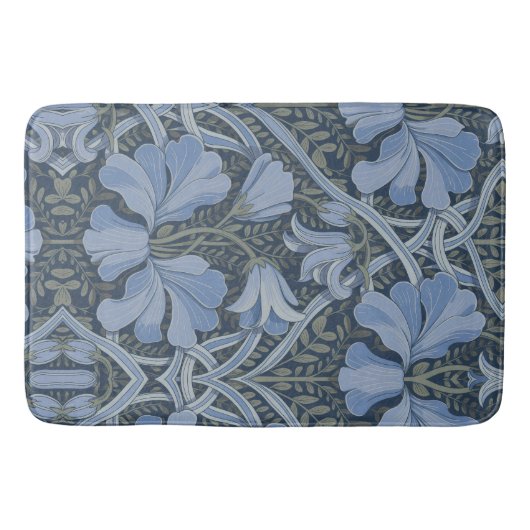 Elegant Blue Watercolor Floral Pattern Badmat (Voorkant)