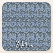 Elegant Blue Watercolor Floral Pattern Invitation Kartonnen Onderzetters (Voorkant)