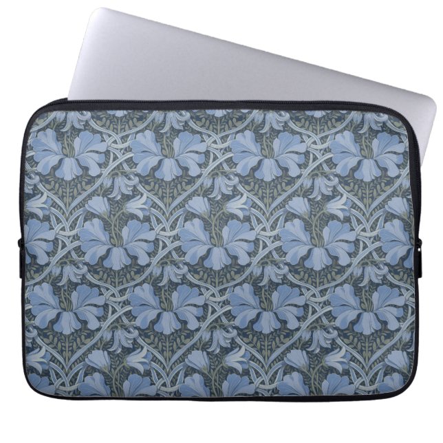 Elegant Blue Watercolor Floral Pattern Invitation Laptop Sleeve (Voorkant)