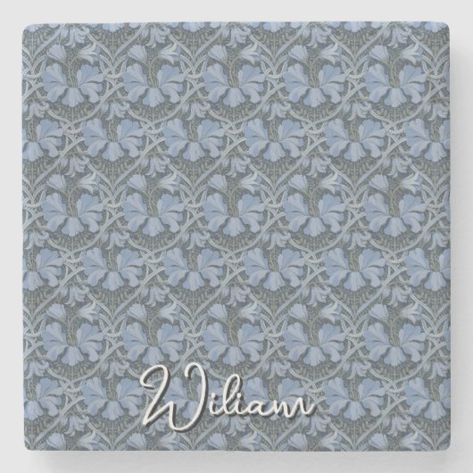 Elegant Blue Watercolor Floral Pattern Invitation Stenen Onderzetter (Voorkant)