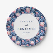 Elegant Blue Watercolor Floral Pattern Papieren Bordje (Voorkant)