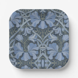 Elegant Blue Watercolor Floral Pattern Papieren Bordje