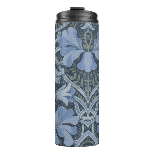 Elegant Blue Watercolor Floral Pattern Thermosbeker (Voorkant)
