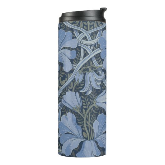 Elegant Blue Watercolor Floral Pattern Thermosbeker (Gedraaid links)