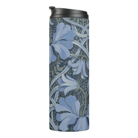 Elegant Blue Watercolor Floral Pattern Thermosbeker (Geroteerd rechts)