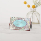 Elegant Blue Watercolor Floral Place Card Plaatskaartje (Voorkant)