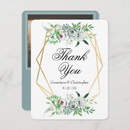 Elegant Blue Watercolor Floral Wedding Bedankkaart